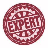 Médaillon avec écriture "Expert"